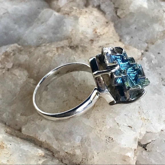BISMUTH CRYSTAL 925 sterling silver ring size 7 - Picture 6 of 10